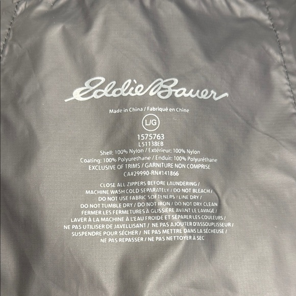 Eddie Bauer Black Packable Windbreaker Jacket Raincoat Hood Technical Jacket - Picture 11 of 16